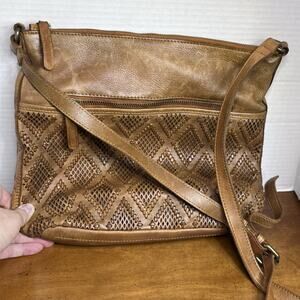 Vilenca Holland Bag Woven Brown Leather Crossbody Purse Anthropologie